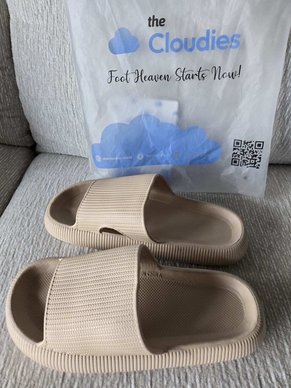 The Cloudies Neutral Beige Slide Sandals — Soft Everyday Comfort